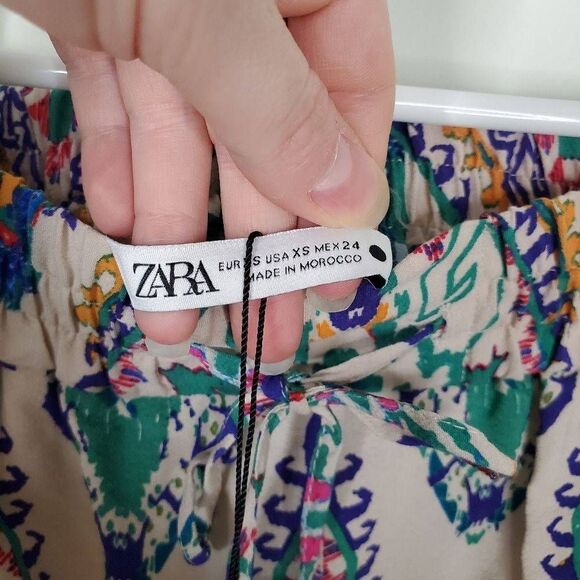 NWT Zara Flowy Elastic Waist Shorts Size XS Bead Tassel Colorful Aztec Boho - Picture 4 of 7